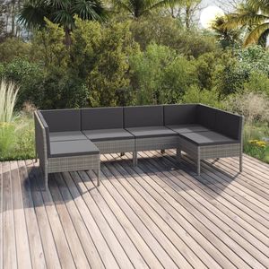 Set Lounge da Giardino Grigio Antracite 6 Posti in Rattan Arredamento da Esterno Design Contemporaneo - Product Image 1