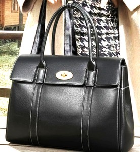 Royaa Genuine Leather Water Resistant Luxury Office Tote Bag Structured Top Handle Everyday Work Handbag Vintage <b>Black</b> <b>Frame</b> - Product Image 2