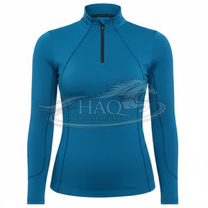 Chemise de base pour l'équitation pour femmes, chemise d'équitation respirante à manches longues, haut d'équitation en mesh pour compétition, chemise de concours avec logo personnalisé - Product Image 1