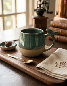 Taza de Cerámica Hecha a Mano, Diseño Wabi-Sabi Azul, Color Sólido, Acabado Mate, para Uso Doméstico - Product Image 2