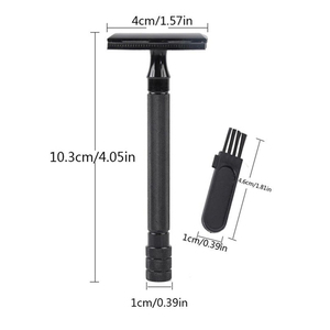 Maquinilla de Afeitar de Seguridad Profesional de Acero Inoxidable, Clásica, para Depilación Suave, con Cepillo Pequeño, Ajustable - Product Image 6