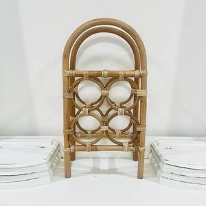 Elegant Woven Rattan Wine <b>Rack</b> Designed For Stylish Bottle Organization In Dining Area And Living Room Spaces - Product Image 4