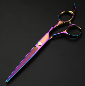 Juego de Tijeras Profesionales para Cortar Cabello, Acero Inoxidable con Recubrimiento de Color, Tijeras de Entresacar de 28 Dientes con Mango Largo para Diestros, Kit con Peine - Product Image 4