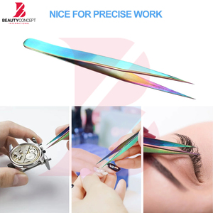 Pinzas Multicolores Antiestáticas de Alta Precisión, Herramienta de Recogida de Acero Inoxidable con Punta Ultrafina para Extensiones de Pestañas - Product Image 5
