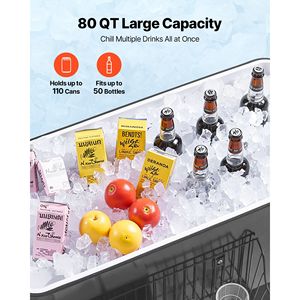 80 Quart Rolling Ice Chest Portable Patio Party Bar Drink Cooler Cart with Bottom <b>Shelf</b> Holds 50 Bottles/110 Cans for <b>Camping</b> - Product Image 2