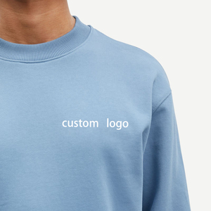 Sweat-shirt à col rond surdimensionné pour homme, couleur unie, logo personnalisé imprimé sur le devant, pull décontracté en tricot, mélange de coton, vêtements d'hiver - Product Image 3