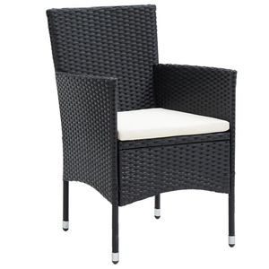 Ensemble de salle à manger de jardin en rotin PE noir avec housses amovibles compactes, meubles de patio - Product Image 3