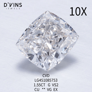 Diamantes Cultivados en Laboratorio HPHT CVD de D'vins Jewels, Corte Cojín de 1ct, 1.5ct, 2ct, 3ct, 4ct, 5ct, Diamantes Creados en Laboratorio para Joyería - Product Image 2