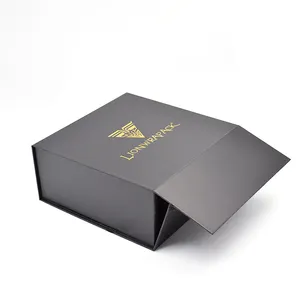 Couvercle magnétique Vente en gros Boîte rigide pliante de luxe avec aimant et logo personnalisé avec emballage en boîte noire Boîtes cadeaux