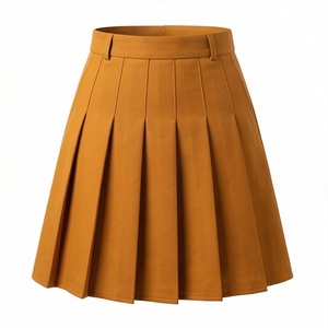 Mini-jupe plissée taille haute pour femme, couleur unie, tissée, coupe trapèze, style décontracté toutes saisons - Product Image 1