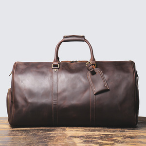 Sac de voyage en cuir pour homme, forme rectangulaire, poignée supérieure, fermeture éclair, capacité 36-56L, durable - Product Image 6