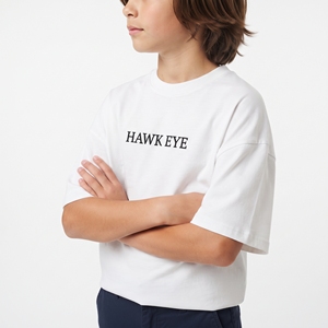 T-shirt unisexe pour enfants en coton blanc de haute qualité, coupe décontractée, épaules tombantes, manches courtes, personnalisable avec logo – Vente en gros - Product Image 6