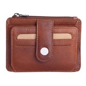 Tarjetero de crédito RFID genuino al por mayor de fábrica con cremallera, billeteras minimalistas delgadas, tarjetero de negocios personalizado y delgado - Product Image 3