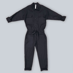 Customized Logo Printed Men's Dark Blue Long Sleeve Coveralls <b>With</b> Chest <b>Pockets</b> And Drawstring Waistband - Product Image 5