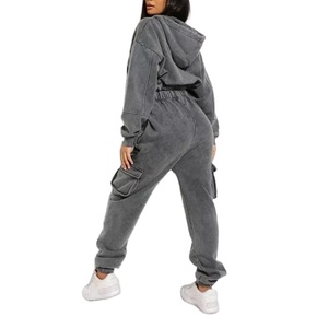 Conjunto de 2 Piezas con Lavado Ácido para Mujer, Informal, Manga Larga, Cierre de Cremallera, Top Corto y Leggings de Cintura Alta, Conjuntos Deportivos para Otoño 2026 - Product Image 6