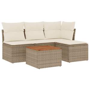Set Divano da Giardino in Rattan Beige a 4 Posti, Arredamento da Esterno Resistente alle Intemperie, Design Contemporaneo con Struttura in Vimini - Product Image 4
