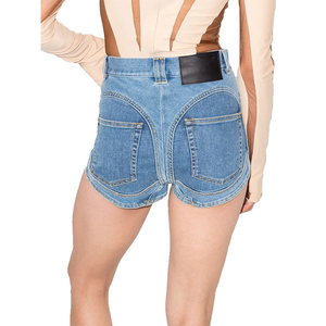 Shorts de mezclilla elásticos de cintura alta para mujer, lavables, de alta calidad, para verano. - Product Image 2