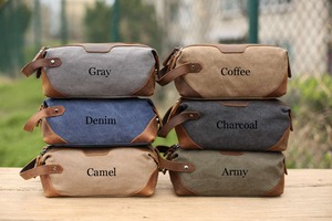 Bulk Custom Canvas Leather Dopp Kit Mens Travel Toiletry Bag Vintage Shaving <b>Case</b> Waterproof Cosmetic <b>Organizer</b> LCTB-0007B - Product Image 3