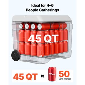 Glacière rigide portable à roulettes 45QT, étanche, conserve la fraîcheur pendant 48 heures - Product Image 3