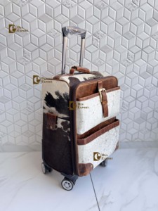 Real Cowhide Leather Luggage Bags Multi Uses Handmade Trolley Bag Unisex Big Size Multi Uses Hair on Hide Fur Handmade <b>Suitcase</b> - Product Image 2