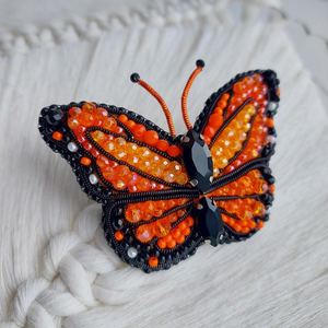 Hand-Embroidered Blue Beaded Butterfly Charm Keychain, <b>Crystal</b> Bag Accessory - Product Image 4