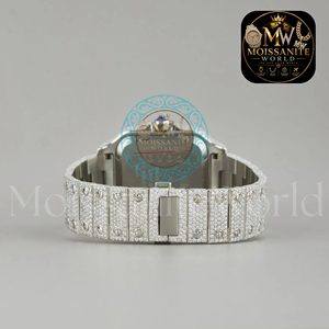 Montre analogique classique de luxe en moissanite et quartz, édition limitée, cadran carré, chiffres romains, bracelet en acier inoxydable, unisexe - Product Image 2