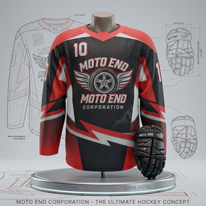 Moto End Corporation Ice Hockey Jersey Men's Sublimated Full Sleeve Moisture Wicking Mesh Polyester Adult Regular Fit - Product Image 1
