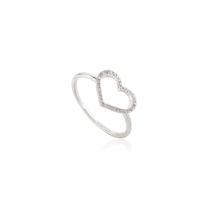 Wholesale New Design Trending Round Cut Diamond Open Heart Shape <b>Ring</b> Everyday Stackable Promise Jewelry 14K Solid White Gold - Product Image 3