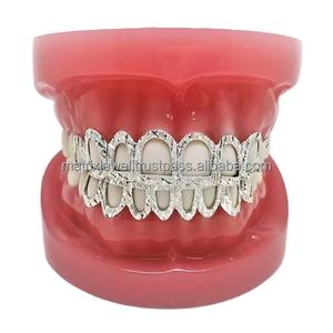 925 fábrica de plata esterlina personalizada superior 8 inferior 8 Sin diamantes Hip Hop rapero dientes Grillz para regalo - Product Image 2