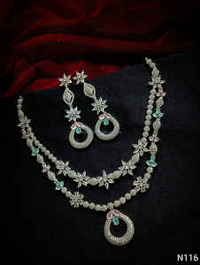 Ensemble de bijoux de mariée en diamant américain classique Collier et boucles d'oreilles en deux pièces pour mariage Style classique à la mode - Product Image 4