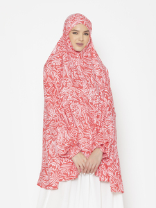 Coral Red Floral Printed Lightweight Chiffon <b>Hijab</b> Long Daily Wear Scarf <b>Full</b> Length Design All Seasons Style for Women wear - Product Image 2