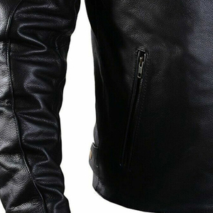 เสื้อแจ็คเก็ตมอเตอร์ไซค์หนังดีไซน์เฉพาะสำหรับผู้ชายจาก High Street ระบายอากาศได้ดี แห้งเร็ว สีดำ สำหรับแข่งรถมอเตอร์ครอส ผลิตโดยผู้ผลิต - Product Image 5