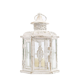 Lanterne cylindrique élégante en or brossé, ornée d'un magnifique motif en éventail répétitif, disponible à prix de gros. - Product Image 5