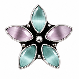 Wholesale <b>Oxidized</b> Silver Flower Shape Quartz Multi Stud Earrings Wholesale Bulk | Indian Ethnic Boho Factory Manufacturer - Product Image 1