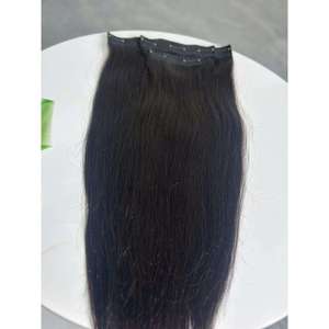 Extensions de cheveux naturels à clipser, noirs, lisses, double trame, cheveux vierges vietnamiens, pointes pleines, sans couture - Product Image 3