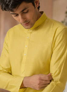 Wholesale <b>Mens</b> Yellow Silk <b>Kurta</b> Stand Collar Party Wear Top Fashion Traditional Ethnic Festival Long Shirt Custom - Product Image 6