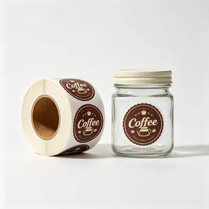 Etiquetas Autoadhesivas de Vinilo Holográfico Personalizadas, con Forma de Logotipo, para Frascos y Botellas, Embalaje de Alimentos, Rollo Impermeable con Estampado Dorado - Product Image 1