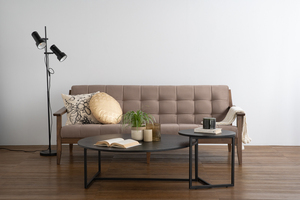 Modern <b>Round</b> <b>Coffee</b> <b>Table</b> with <b>Black</b> Metal Legs Industrial Center <b>Table</b> for Hotel Lobby Office and Hospitality Projects - Product Image 3