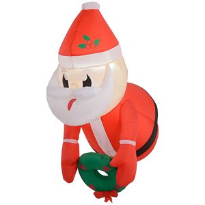 Babbo Natale Gonfiabile da 90 cm con Ghirlanda e Luci LED, Decorazione Natalizia da Esterno per Giardini e Feste - Product Image 1