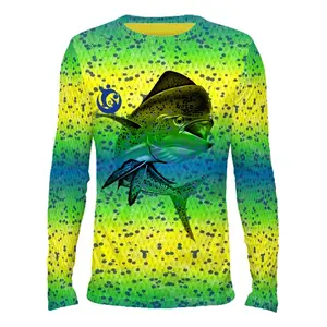 Greenish yellow mahi mahi skin made in Pakistan sublimation fishing performance shirt