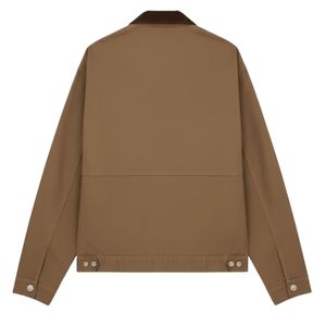 Veste en twill à col contrastant pour hommes et femmes, avec un design élégant, fermeture éclair et tissu de haute qualité en marron - Product Image 2