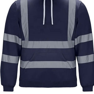 Sweat-shirt à capuche réfléchissant bleu marine pour homme, coupe classique, décontracté, manches longues, poche, respirant, tricoté pour l'hiver, 100% coton - Product Image 2