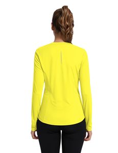 DENMIN APPARELS เสื้อผ้าสำหรับตกปลาสำหรับผู้หญิง แขนยาวสีเหลือง UPF 50 ป้องกันแสงแดด เสื้อแห้งเร็ว เสื้อคลุมสีทึบ น้ำหนักเบา - Product Image 4