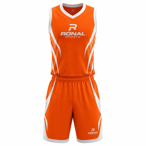 ชุดเสื้อบาสเก็ตบอลสีส้ม RONAL SPORTS แบบไม่มีแขน ระบายเหงื่อได้ดี สำหรับผู้ใหญ่ ทุกฤดูกาล พิมพ์ลายแบบ Sublimated ปรับแต่งได้ - Product Image 1
