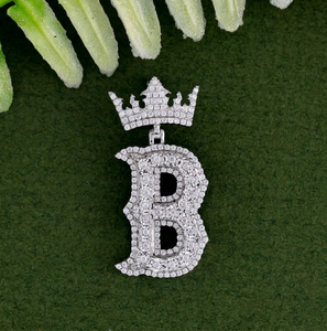 Collar de Plata de Ley 925 con Colgante de Letra B en Forma de Corona, Estilo Hip Hop, con Incrustaciones de Circonita Cúbica, Joyería de Lujo - Product Image 1