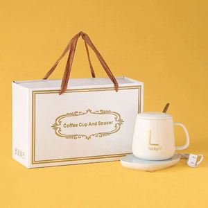 Custom Logo USB Coffee Cup Warmer Mug With Constant Temperature Coaster Office Wedding <b>Gift</b> Set - Product Image 3
