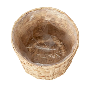 Woven Water Hyacinth Plant Pot, Floral Pattern <b>Flower</b> <b>Basket</b> <b>for</b> Indoor Living Room & Outdoor Garden - Wholesale Boho Style - Product Image 2