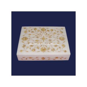 Latest <b>Large</b> Marble Jewelry <b>Box</b> with Mother of Pearl Inlay Custom Logo for Ramadan Eid Festival <b>Gift</b> Packing Made From Stone - Product Image 2