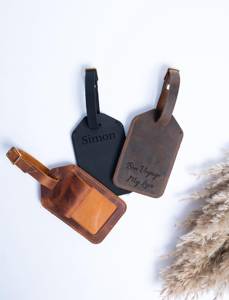 Luxury Real Cowhide Leather Luggage Tags Privacy Cover Suitcase Name Tags Personalized Travel Bag <b>Labels</b> LMP-0169 - Product Image 3