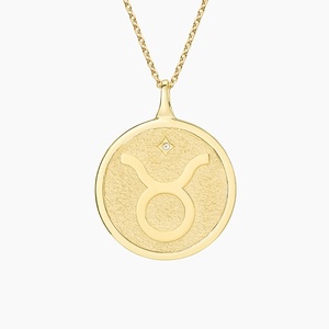 Taurus Zodiac Sunburst <b>Medallion</b> Diamond Pendant Necklace - Product Image 2